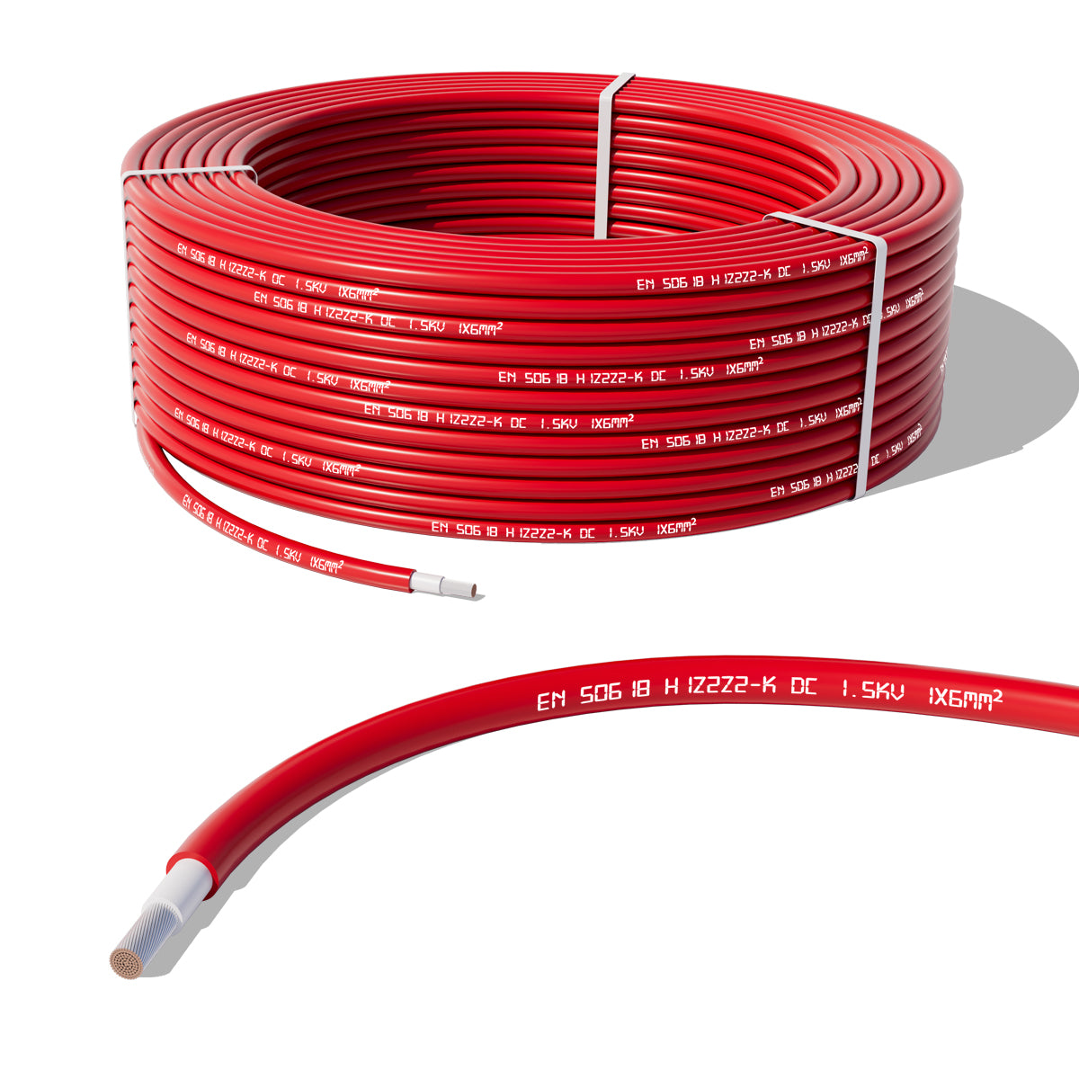 Solarkabel, 100m, 6 mm2, H1Z2Z2-k, Rot