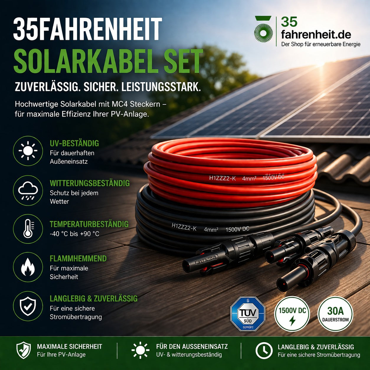 Solarkabel 4mm2 | 2x2m Verlängerungskabel 4mm2 pv Kabel 4mm2