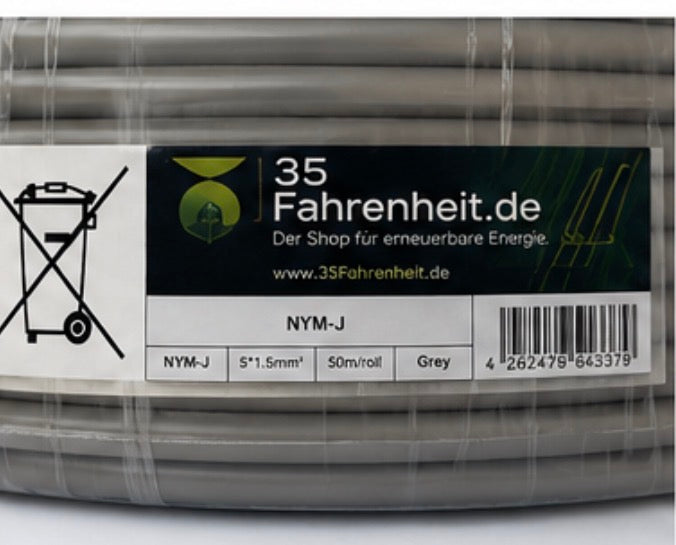 35Fahrenheit NYM-J Instalationskabel 5x1,5mm² 50 m Grau