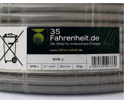 35Fahrenheit NYM-J Instalationskabel 5x1,5mm² 50 m Grau