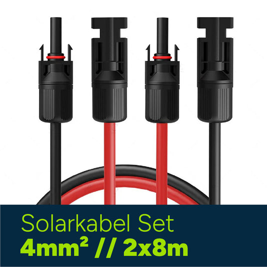 Solarkabel Set H1Z2Z2-K 4mm² | 2x8m Verlängerungskabel inkl. Solarstecker