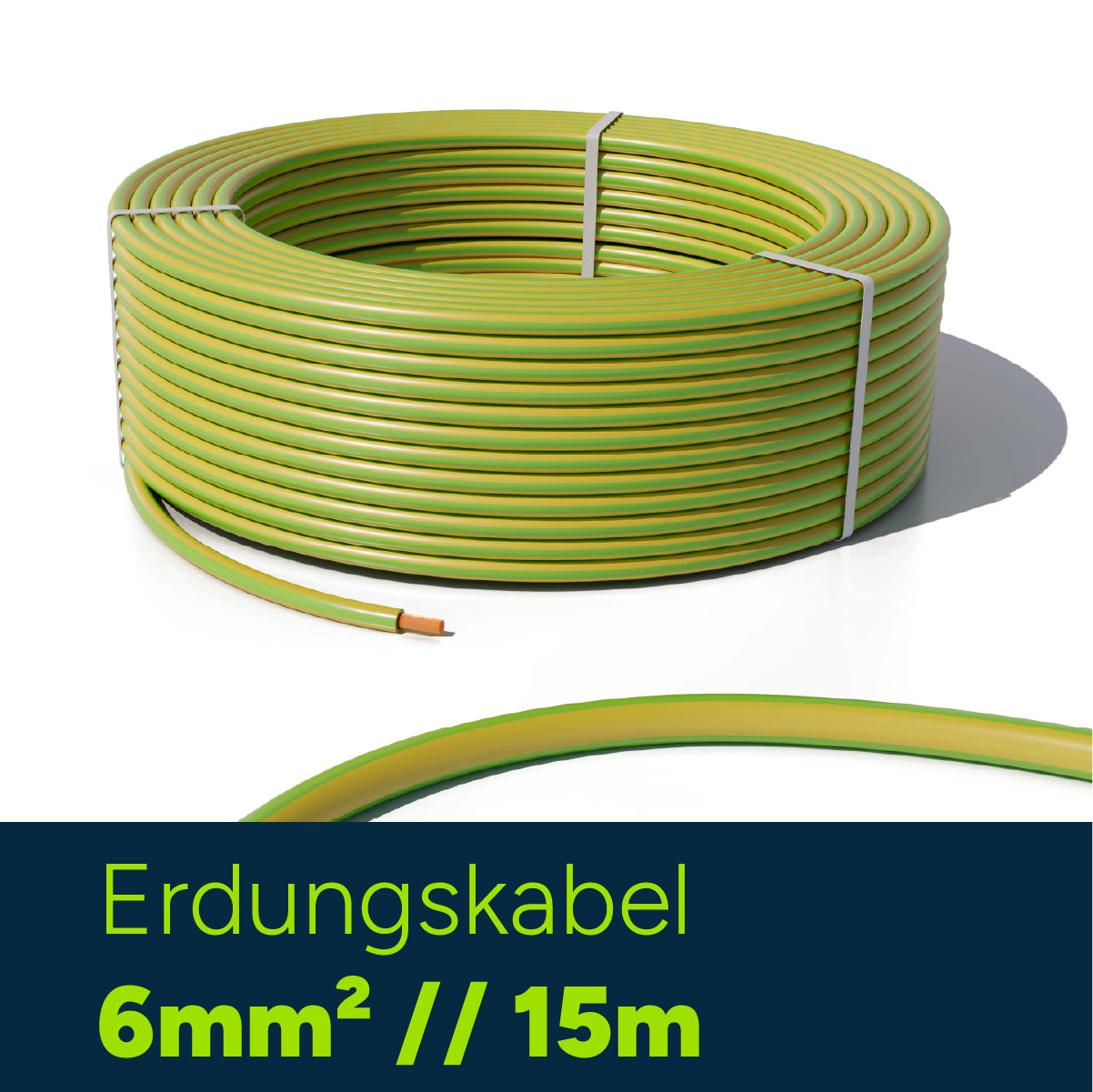Erdungskabel, 15m, 6mm², H07V-U