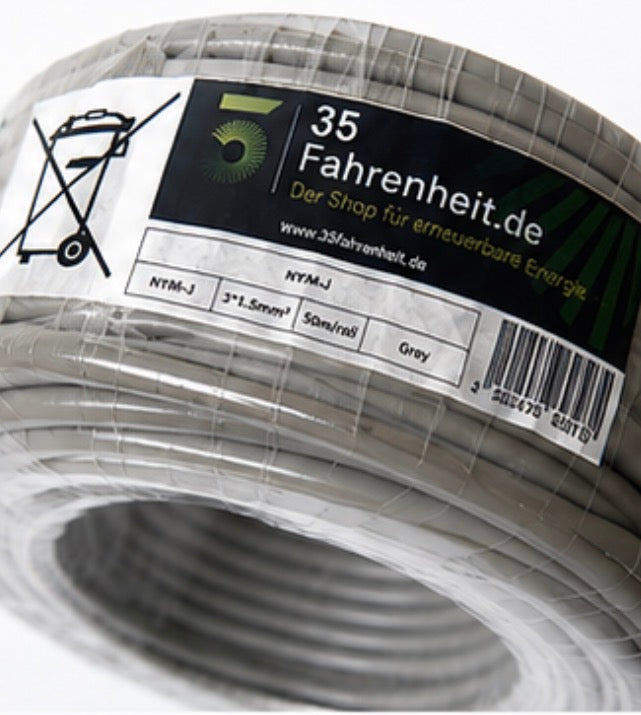 35Fahrenheit NYM-J Instalationskabel 3x1,5mm² 50 m Grau