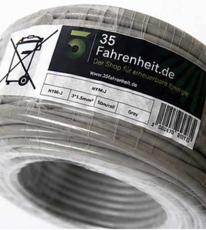 35Fahrenheit NYM-J Instalationskabel 3x1,5mm² 50 m Grau