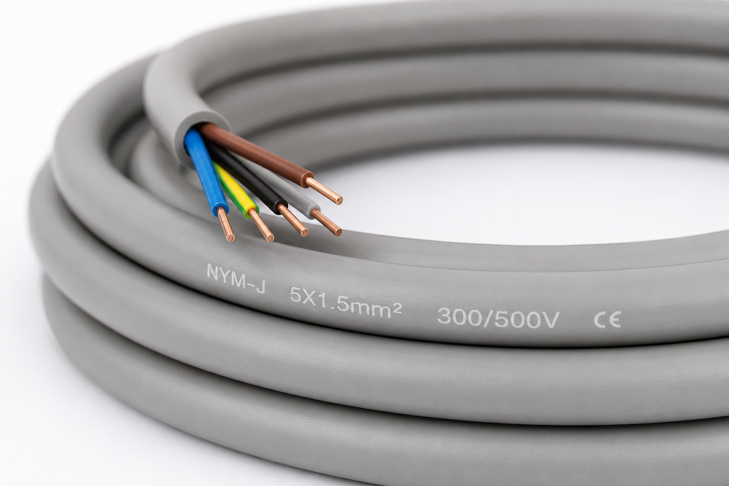 35Fahrenheit NYM-J Instalationskabel 5x1,5mm² 50 m Grau