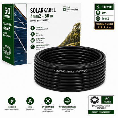 Solarkabel 4 mm2 50 Meter  H1Z2Z2-k schwarz