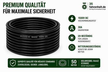 Solarkabel 4 mm2 50 Meter  H1Z2Z2-k schwarz