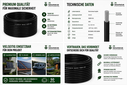 Solarkabel 4 mm2 50 Meter  H1Z2Z2-k schwarz