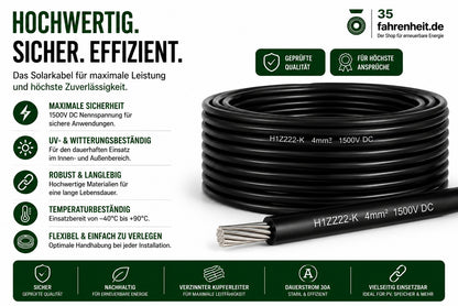 Solarkabel 4 mm2 50 Meter  H1Z2Z2-k schwarz
