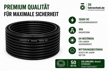Solarkabel 4 mm2 50 Meter  H1Z2Z2-k schwarz