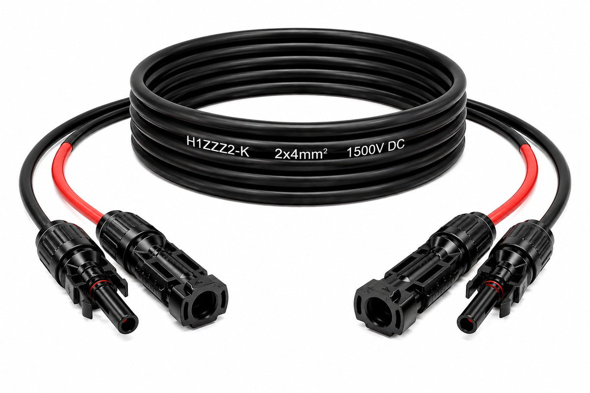 Solarkabel Duplex 7m Set 4mm2 H1Z2Z2-K – inkl. MC4 Stecker – TÜV zertifiziert – 1500V 30A – UV- & witterungsbeständig