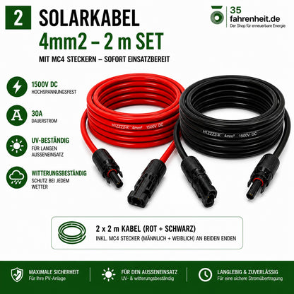 Solarkabel 4mm2 | 2x2m Verlängerungskabel 4mm2 pv Kabel 4mm2