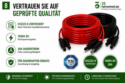 Solarkabel 4mm2 | 2x2m Verlängerungskabel 4mm2 pv Kabel 4mm2
