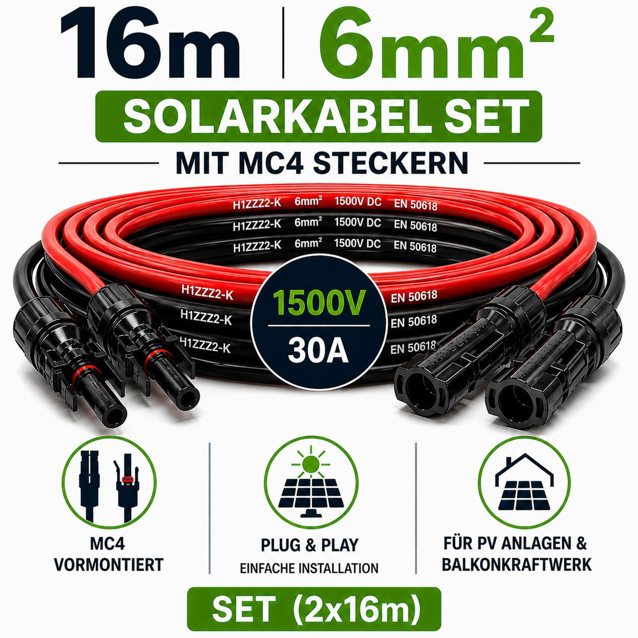 Solarkabel 6mm2 | 2x16 m Solarleitung 6mm2
