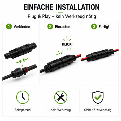 Solarkabel  6mm2, 2x13m Verlängerungskabel 6mm2 inkl. Solarstecker