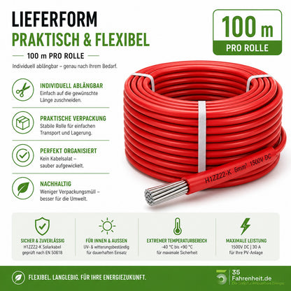 Solarkabel 4 mm2 50 m H1Z2Z2-k Rot