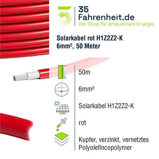 Solarkabel 50m 6 mm² H1Z2Z2-k rot