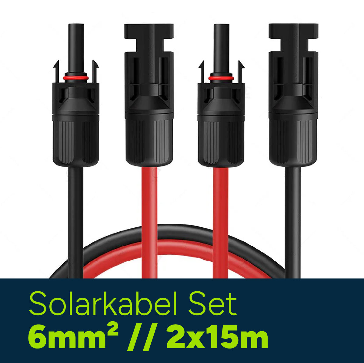 Solarkabel Set 2x15 m, H1Z2Z2-K Rot und Schwarz mit MC-4 Stecker