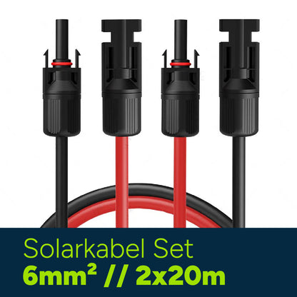 Solarkabel Set 2x20 m, H1Z2Z2-K,Rot und Schwarz mit MC-4 Stecker