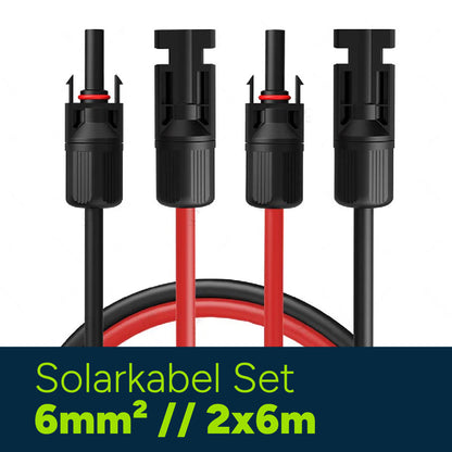 Solarkabel Set 2x6 m, H1Z2Z2-k Rot und Schwarz mit MC-4 Stecker