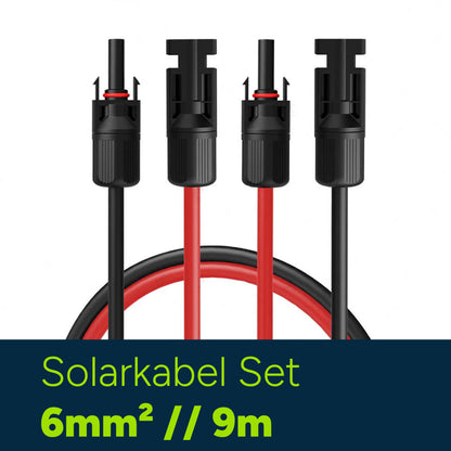 Solarkabel Set H1Z2Z2-K 6mm² | 2x9m Verlängerungskabel inkl. Solarstecker