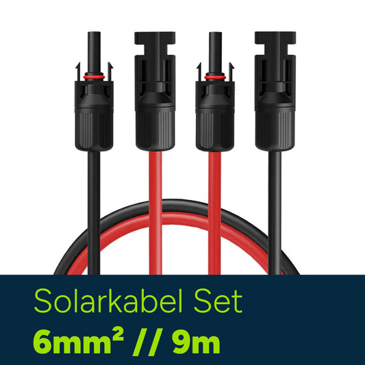 Solarkabel Set H1Z2Z2-K 6mm² | 2x9m Verlängerungskabel inkl. Solarstecker