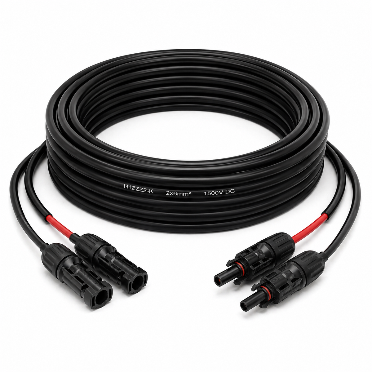 Solarkabel Duplex 9m Set 6mm² H1Z2Z2-K – inkl. MC4 Stecker – TÜV zertifiziert – 1500V 30A – UV- & witterungsbeständig