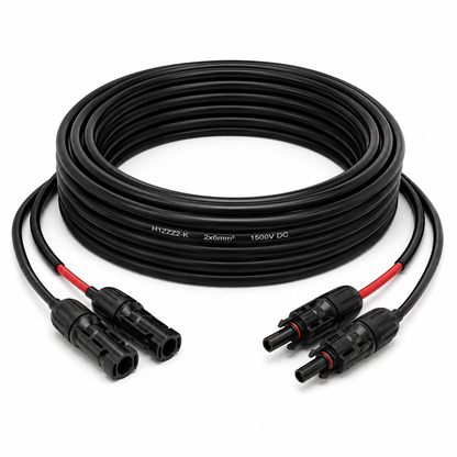 Solarkabel Duplex 9m Set 6mm² H1Z2Z2-K – inkl. MC4 Stecker – TÜV zertifiziert – 1500V 30A – UV- & witterungsbeständig